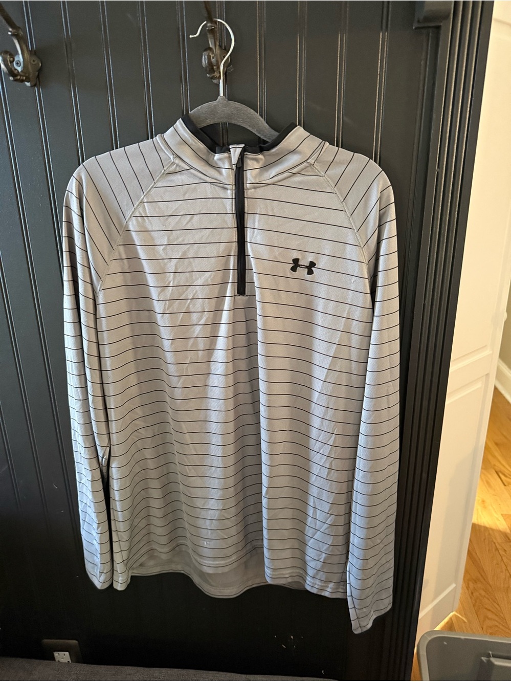 Under Armour Light Gray Striped Quarter-Zip Pullover